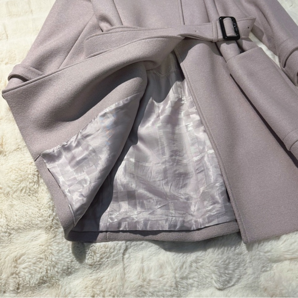 Burberry Wool Wrap Coat in Pale Orchid - Picture 14 of 16